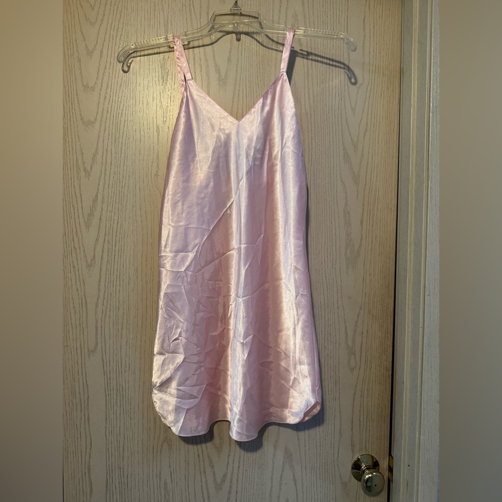Vintage J.O. Intimates Baby Pink Silky Satin Slip Dress size Medium